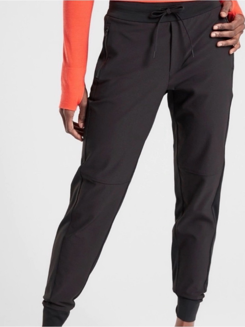 Athleta Black Slim Drawstring Track Joggers